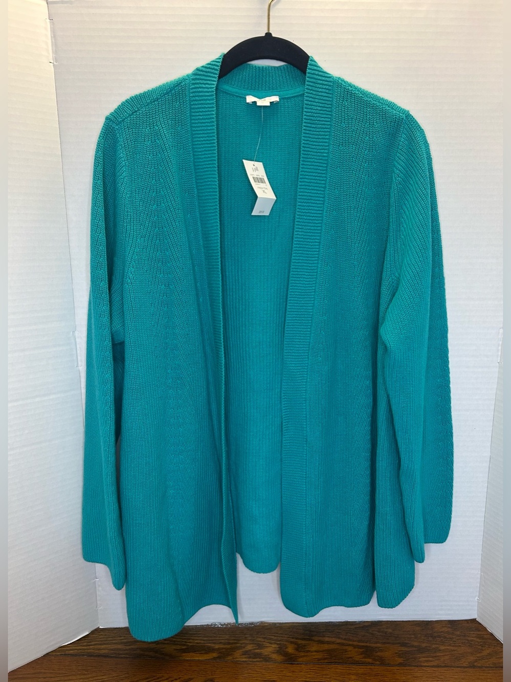 J. Jill Cardigan Sweater Womens XL Teal Long Sleeve Open Front Cotton Knit NWT